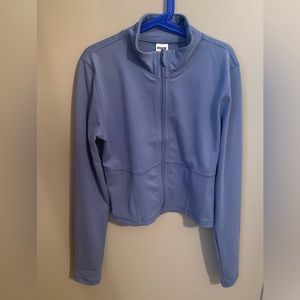 PINK Victoria’s Secret Blue Full Zip Fitted Cropped Mock Neck Sweater Size XS